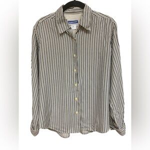 Pendleton Blouse Shirt Womens 100% Silk Button Up Stripe Vintage Size 8